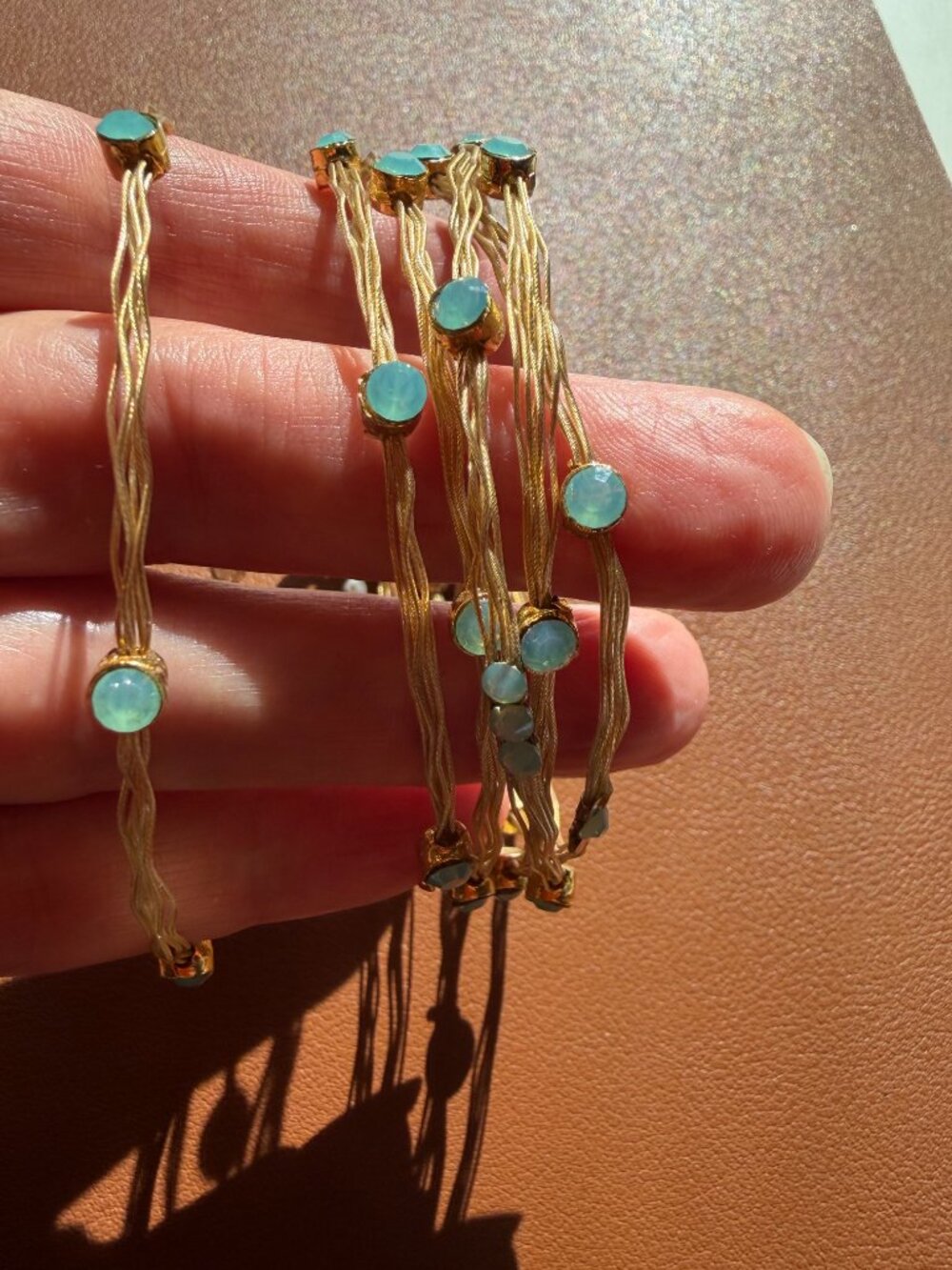 Gold and turquoise opals bracelets by Seasonal Whispers
